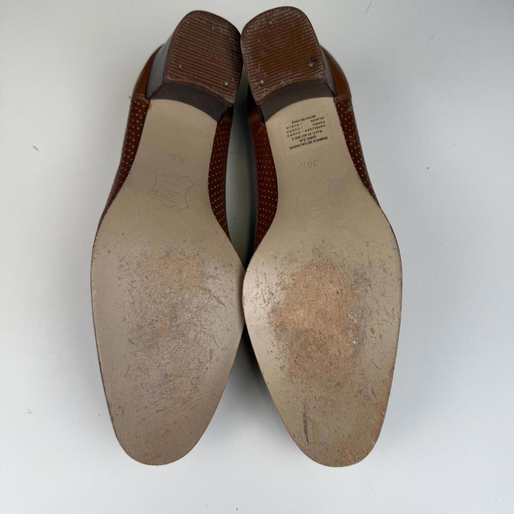 Vintage Pollini Women's Size EU 36.5 US 6.5 Brown Leather Slip On Heels Italian - Picture 8 of 8